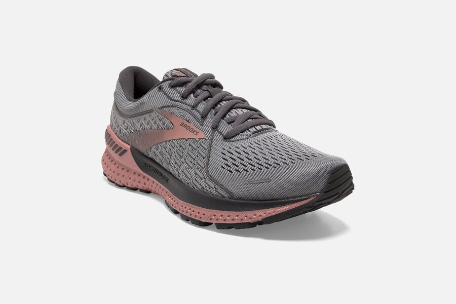 Brooks Adrenaline Gts 21 Road Löparskor Dam - Mörkgrå/Rosa - 5273-NSTJY